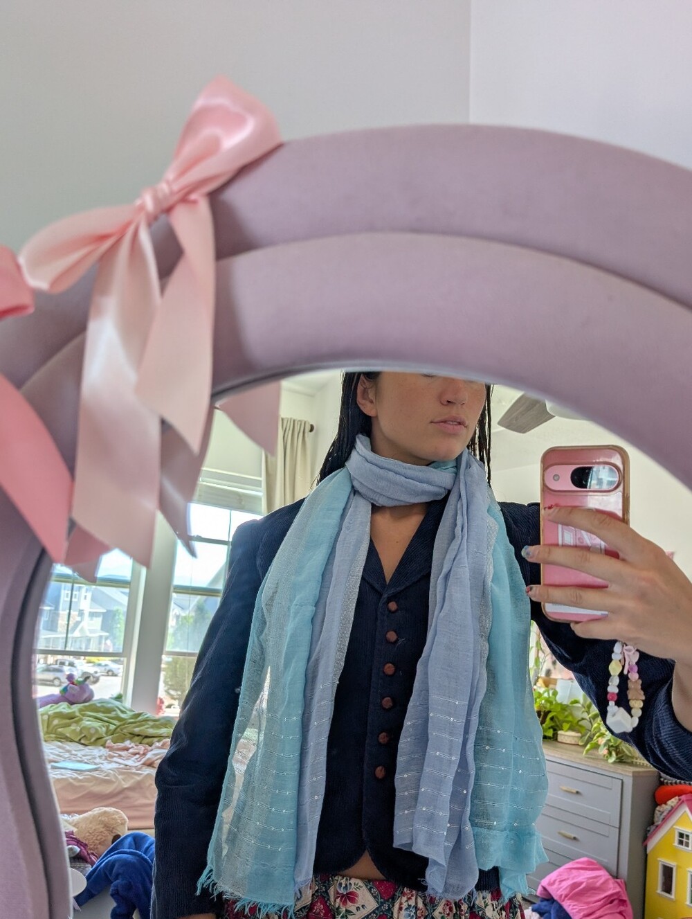 Light Blue Mermaidcore Ombre Sequin Scarf